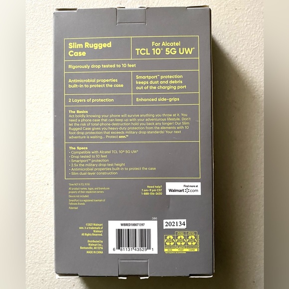 onn. Slim Rugged Phone Case for Alcatel TCL 10 5G UW - Red - Picture 2 of 6